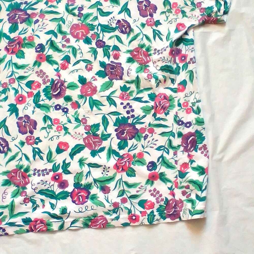 iLIO Women’s Large In Place Floral Print T-Shirt Short Sleeve Shoulder Pads - Picture 4 of 14